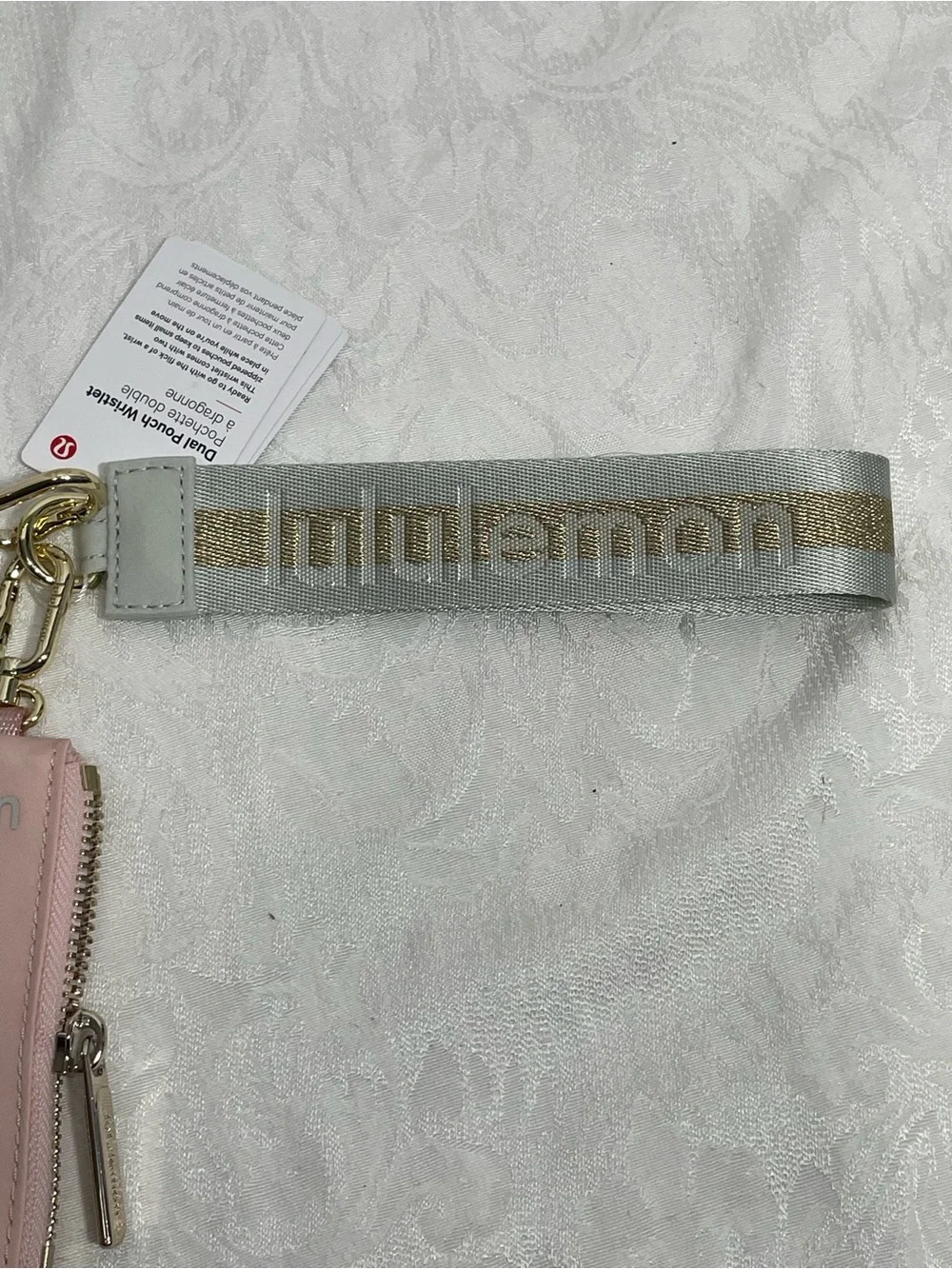 Lululemon NWT Dual Pouch Wristlet in Pink and Light Gray